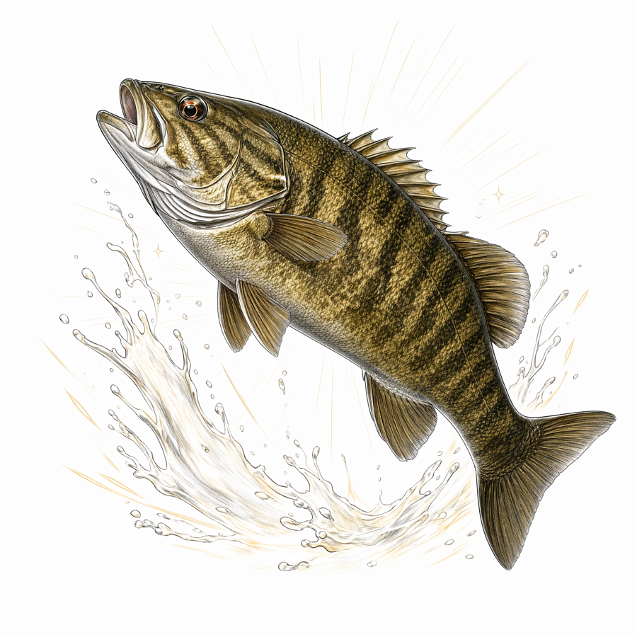 A smallmouth bass leaping in celebration of a new catch